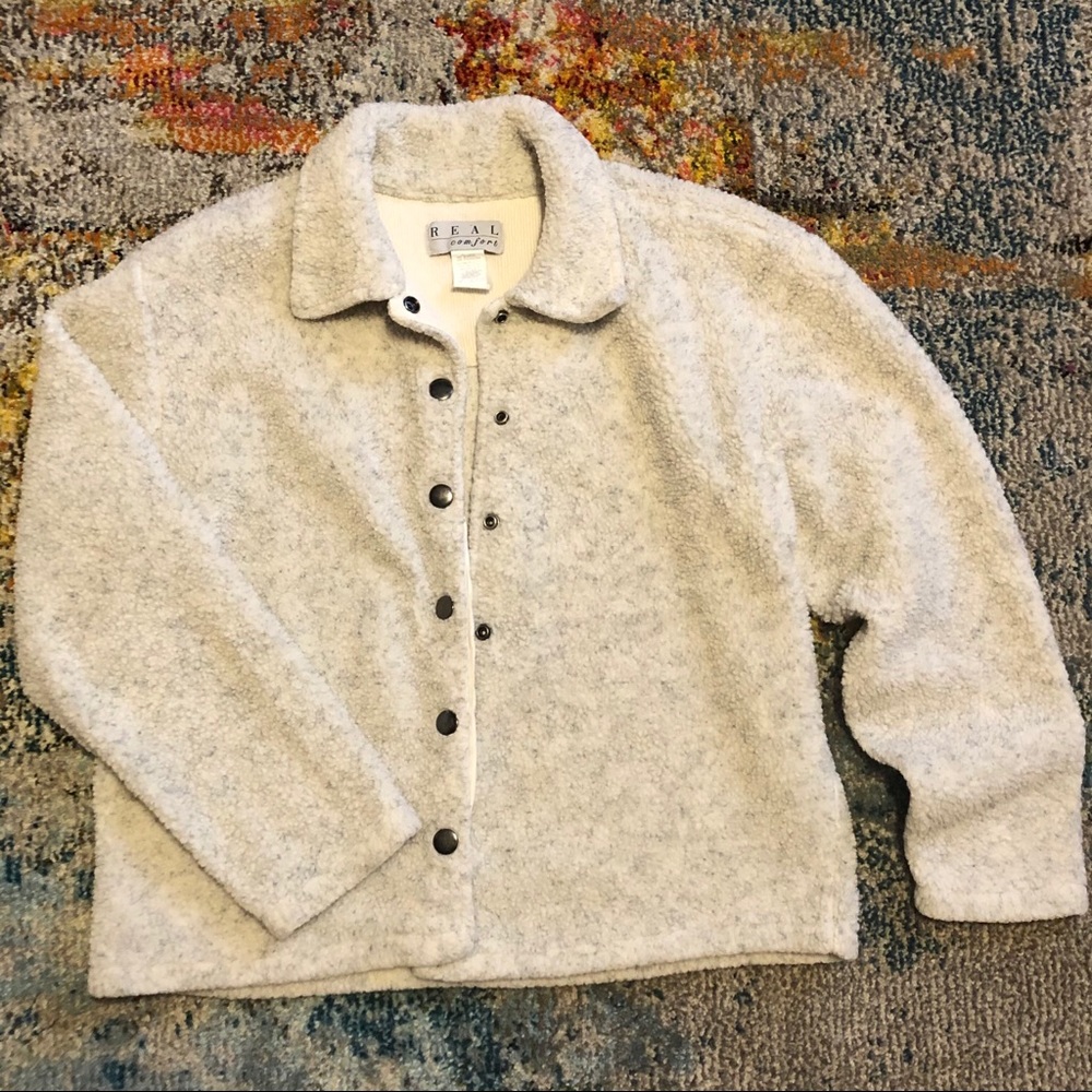 REAL COMFORT Vintage Sherpa Button Up Jacket Small